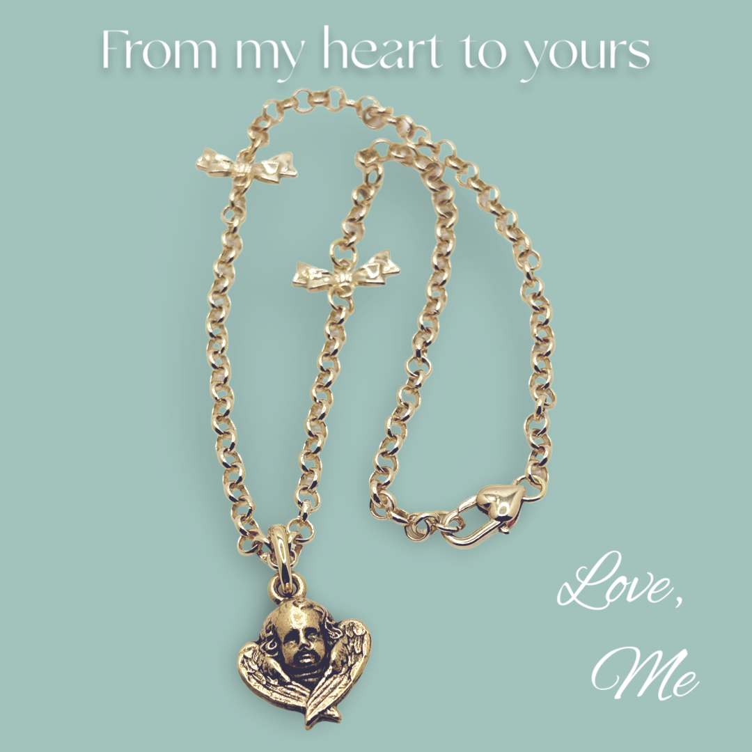 Bow Tied Cherub Necklace