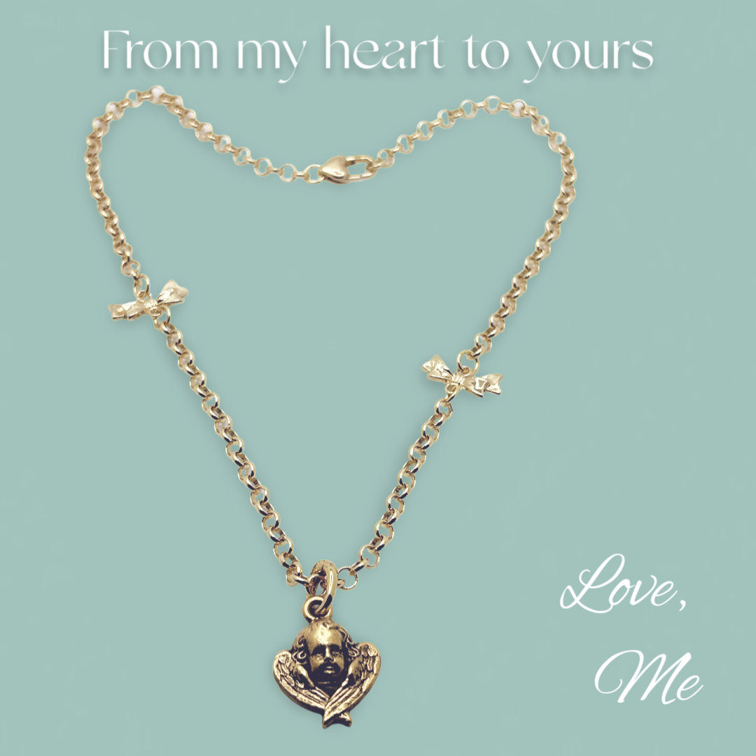 Bow Tied Cherub Necklace