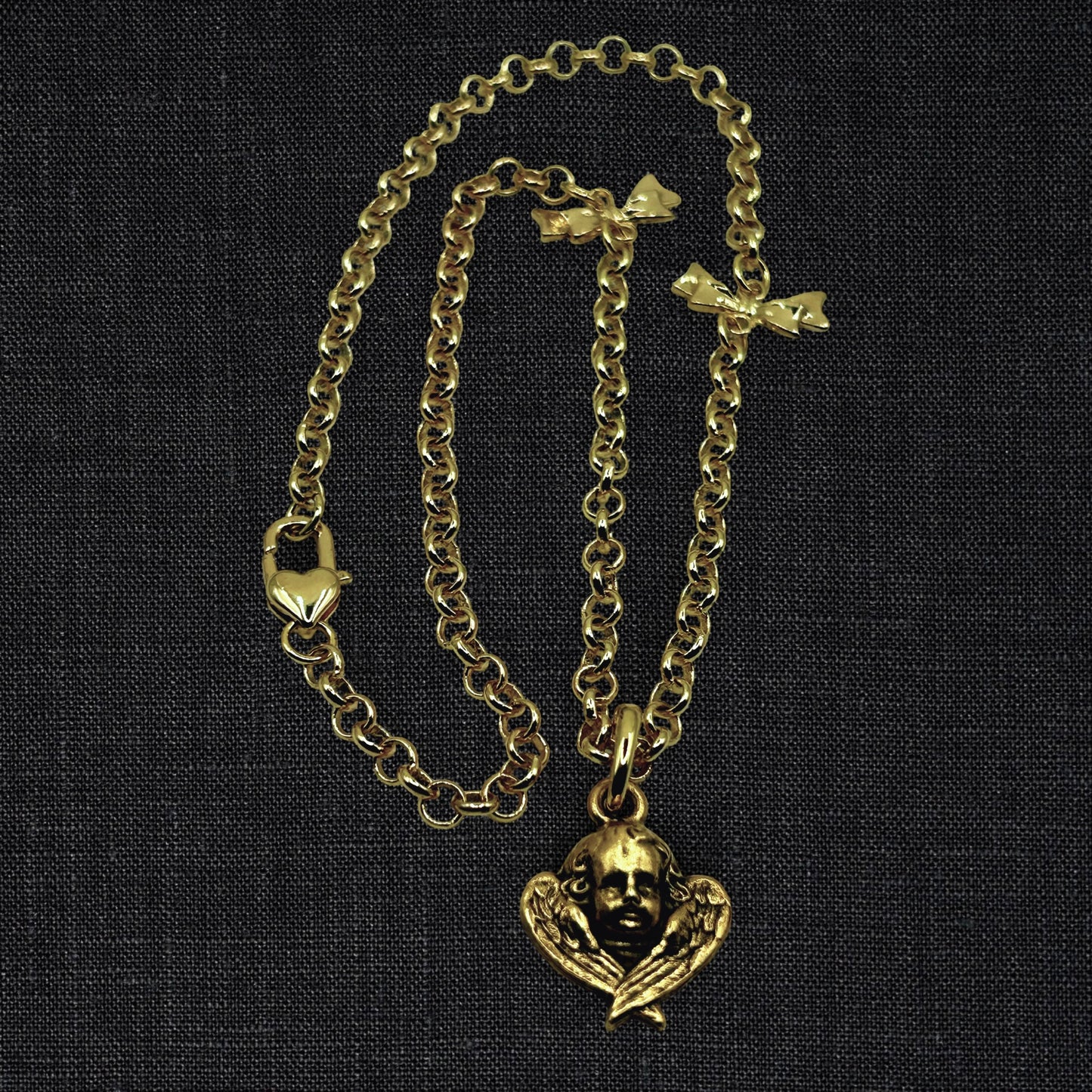Bow Tied Cherub Necklace