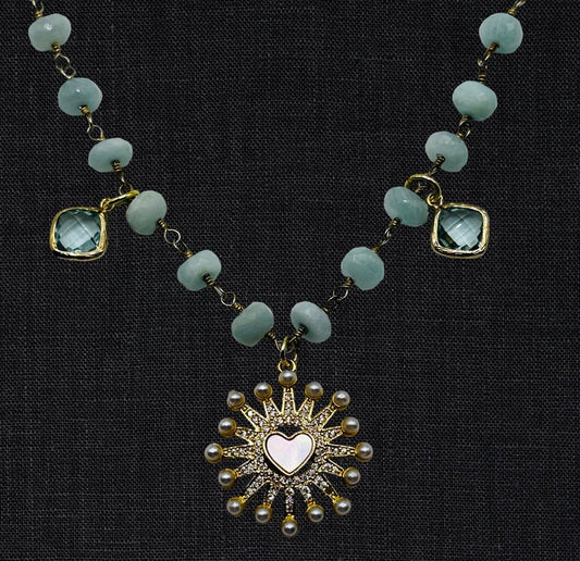 Shooting Heart Baby Blue Necklace