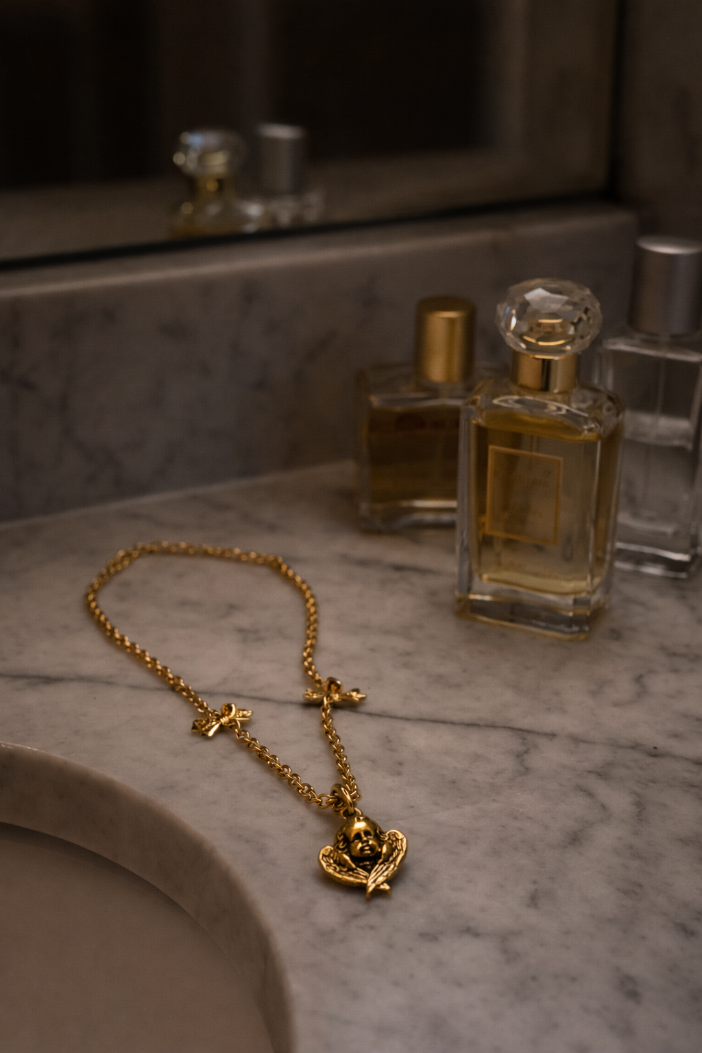 Bow Tied Cherub Necklace