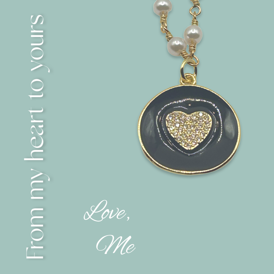 Heart on a Platter Necklace-Black